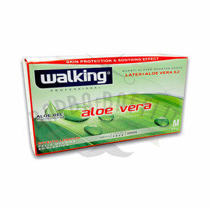 Guanti Aloe Vera Walking senza polvere in puro lattice Media 100 pz.